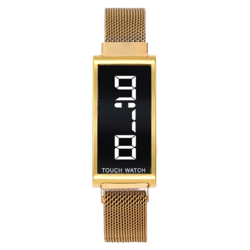 ساعة معصم 2023 LED Women Watch Magnetic Lodestone Hoterproof Touch Watches Fashion Digital Mesh Relogio Mujer