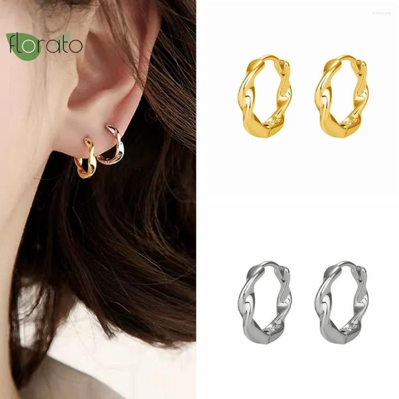 Boucles d'oreilles créoles en argent Sterling 925, aiguille minimaliste, cerceaux en or 18K de 12mm, Vintage torsadé pour femmes, bijoux de fête à la mode