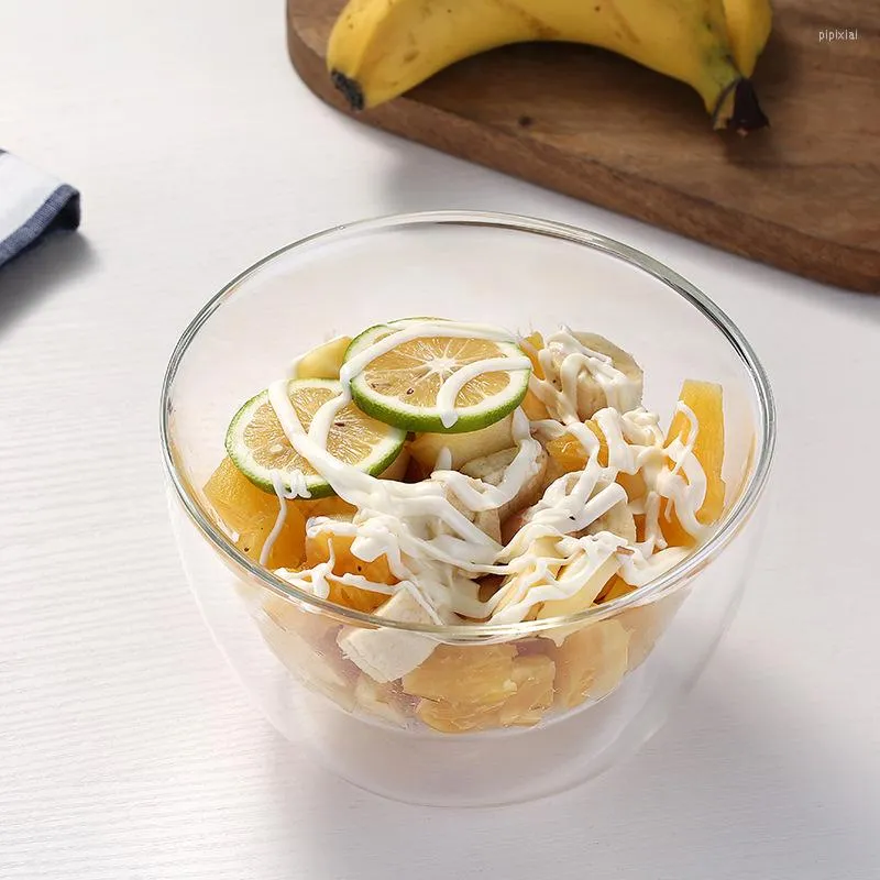 Skålar värmebeständiga glaskoppar havregryn frukost frukt sallad mjölk skål handgjorda hälsosamma dryck te mugg transparent servis