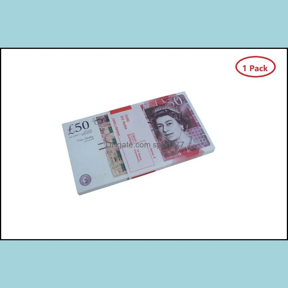 Novelty Games Movie Money Toys UK Pounds GBP British 50 Commemorative Prop Toy for Kids Christmas Gifts eller Video Film Drop Delivery G DHBLD5MXWKB1S