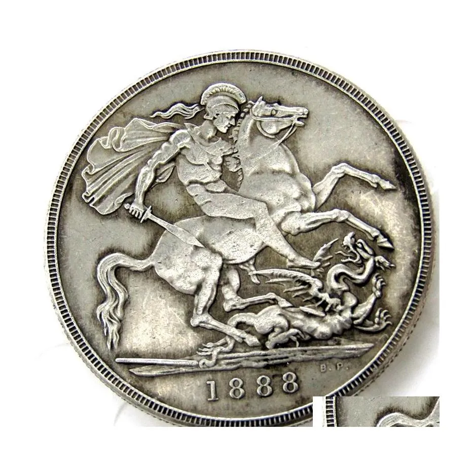 Konst och hantverk England UK 1888 Sier One Crown Queen Victoria Copy Coin Brass Craft Ornaments Replica Coins Home Decoration Accessor Dhnur