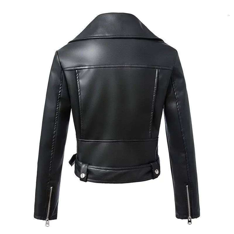 Womens Faux Leather Jacket: FTLZZ Autumn Winter Black Motor