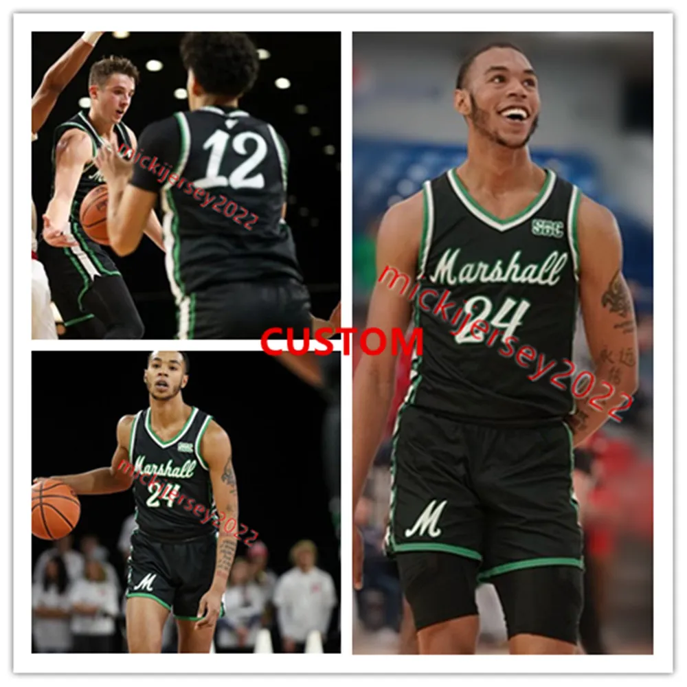 James Basketball Marshall Thundering Herd Maglia da basket Cucita personalizzata Goran Miladinovic David Early Obinna Anochili-Killen Creighton Thienn