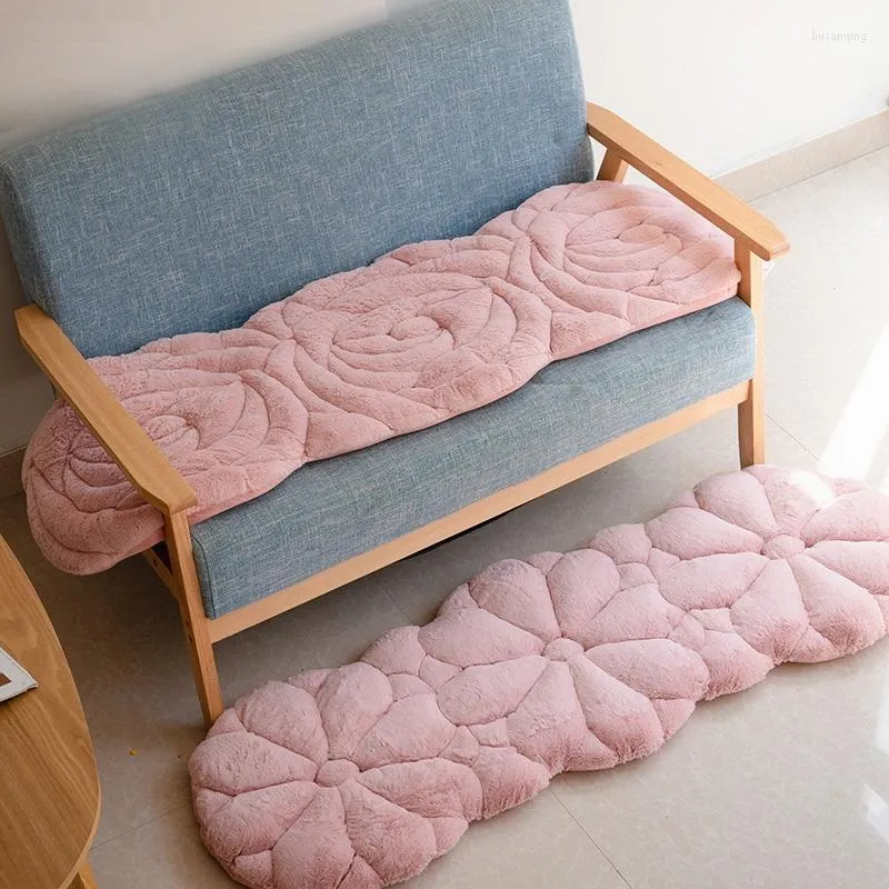 Kudde Autumn Winter Sofa Mats Pink Rose Shaped Chain Mat Plush Pillows Seat Pads Europe Car Bed Home Decor