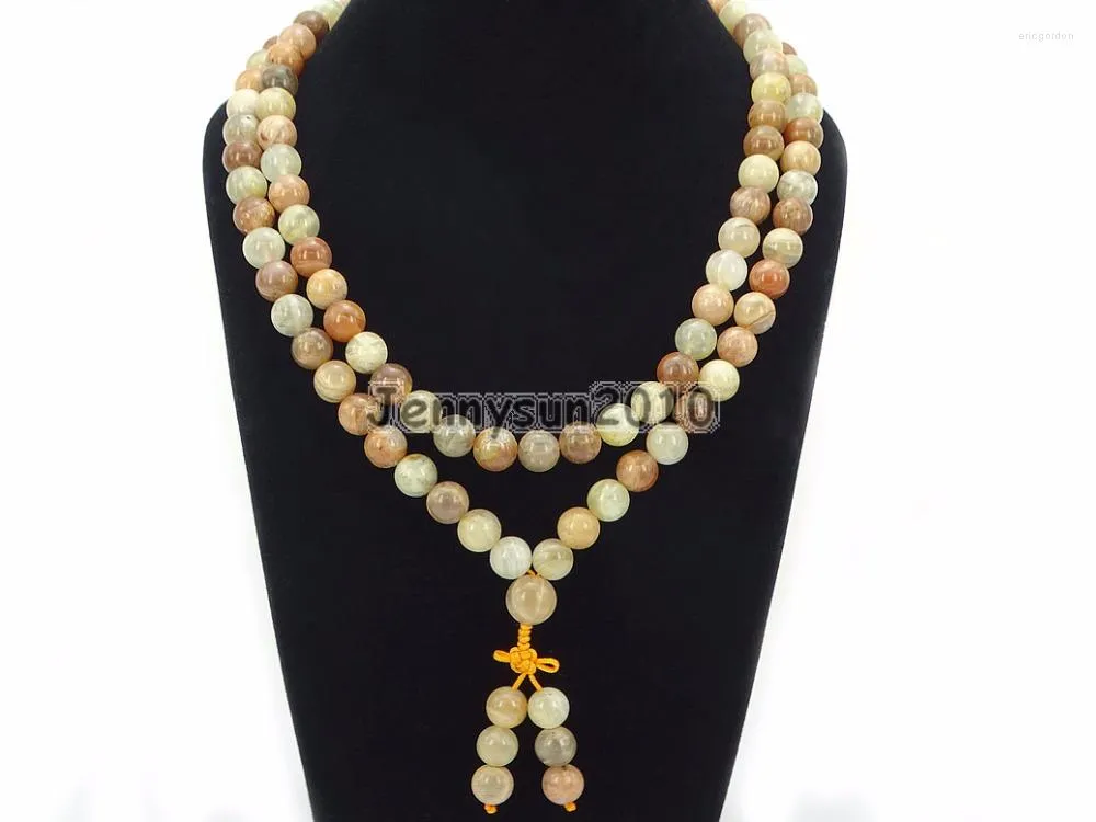 Strand Natural Sunstone 10mm Gems Stone Buddhist 108 Bead Prayer Mala Long Necklace Multi-Purpose Bracelet 5Strands/Pack