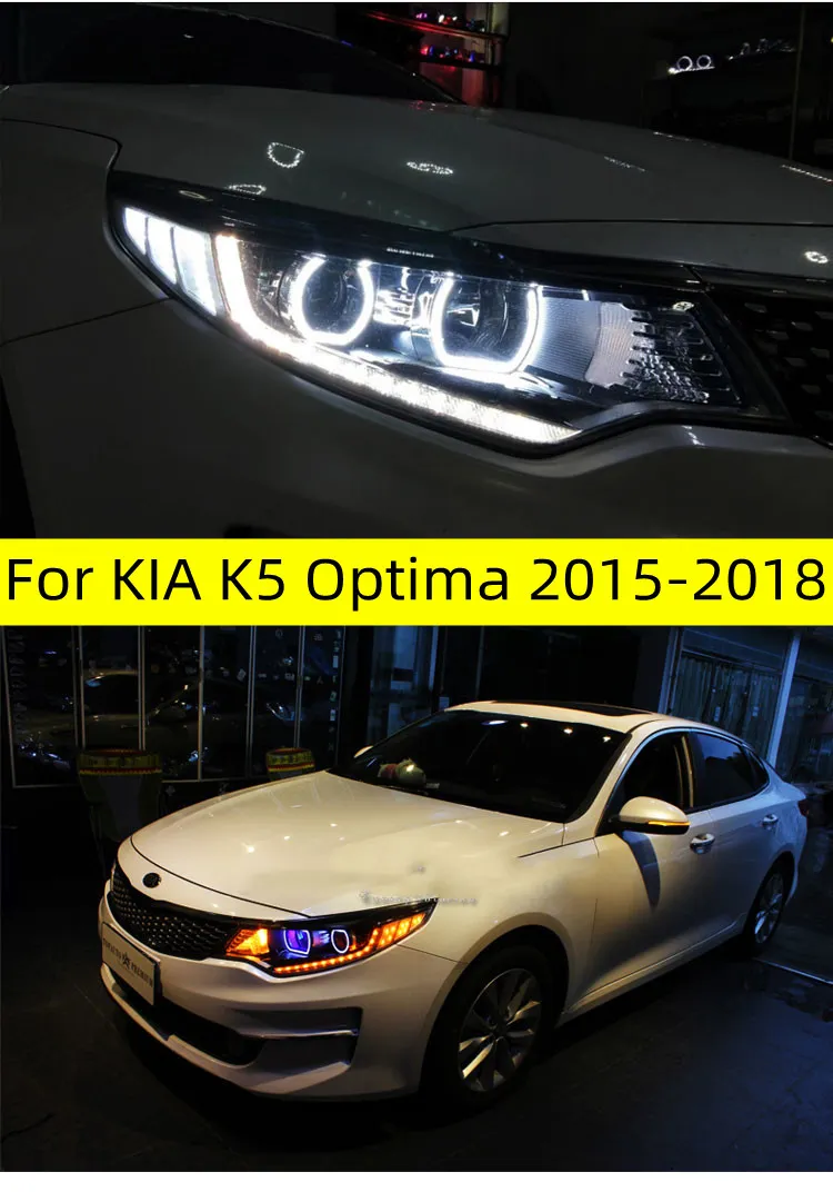 Фара для KIA K5 Optima, светодиодная фара 20 15-20 18, фары K5 Optima DRL, указатель поворота, дальний свет, линзы проектора «ангельские глазки»