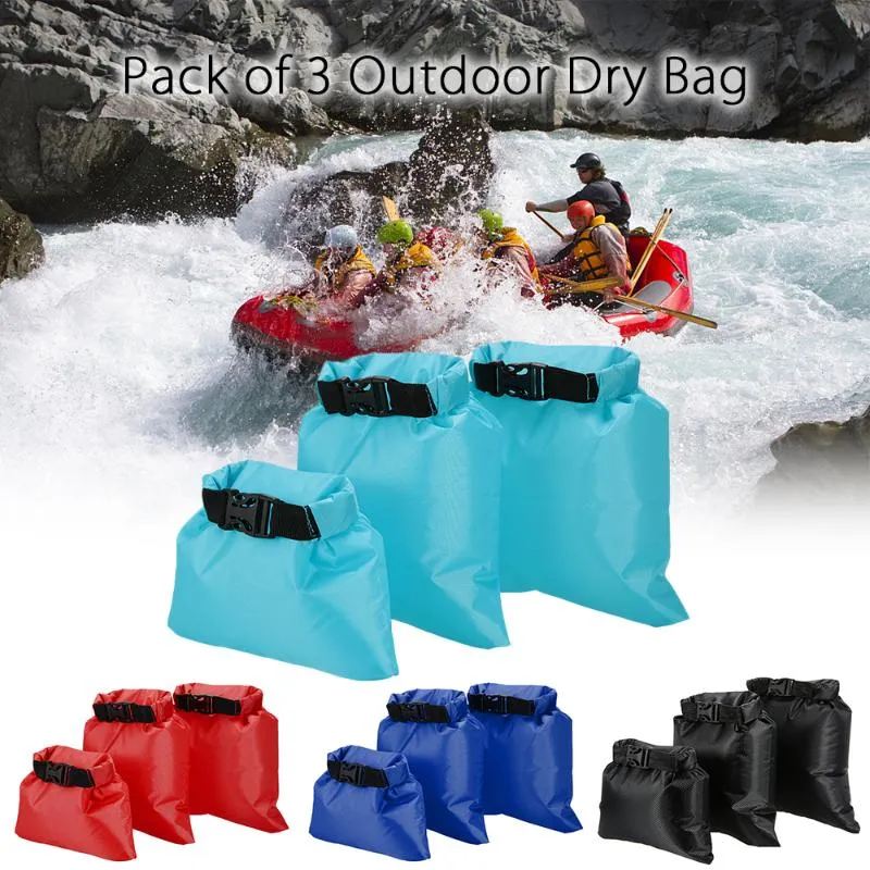 Borse da esterno Lixada Confezione da 3 Borsa da nuoto 1L 2L 3L Impermeabile Dry Camping Rafting Sacco di stoccaggio Accessori per kayak