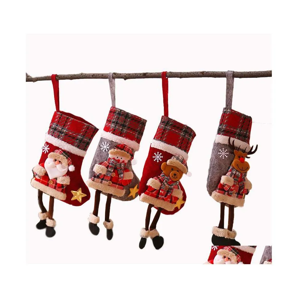 Decora￧￵es de Natal Squoge Bolsa de Presente de L￣ de L￣ Tree Ornamento Dolls Dolls Santa Candy Gifts Sacos em casa Party WY1410 Drop Delivery G DHV8W