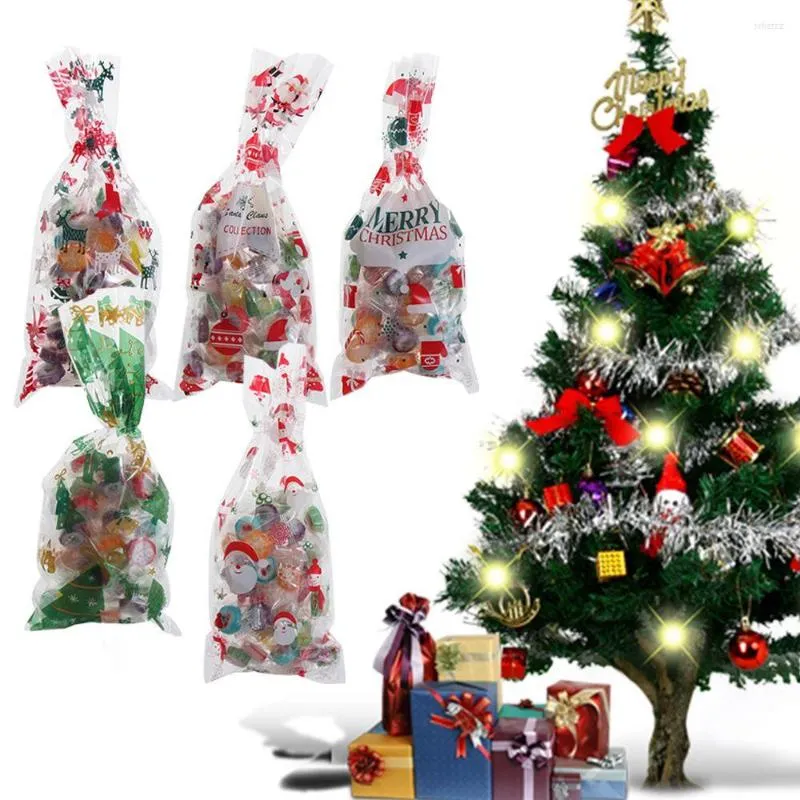 Decorazioni natalizie Confezione regalo con fiocchi di neve da 50 pezzi Anno Babbo Natale Sacchetti di caramelle natalizie Borsa per biscotti