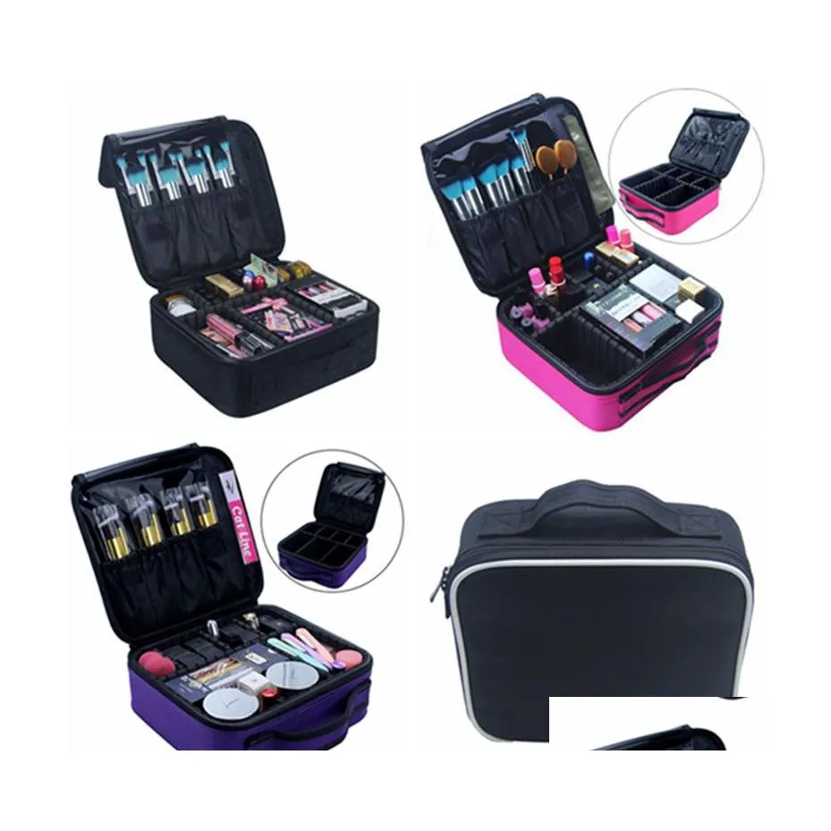 Caixas de armazenamento caixas port￡til Travel Makeup Case Organizer Bag Train Cosmetic para Women Brush Box Bashetile Tool Drop entrega em casa G Otsad