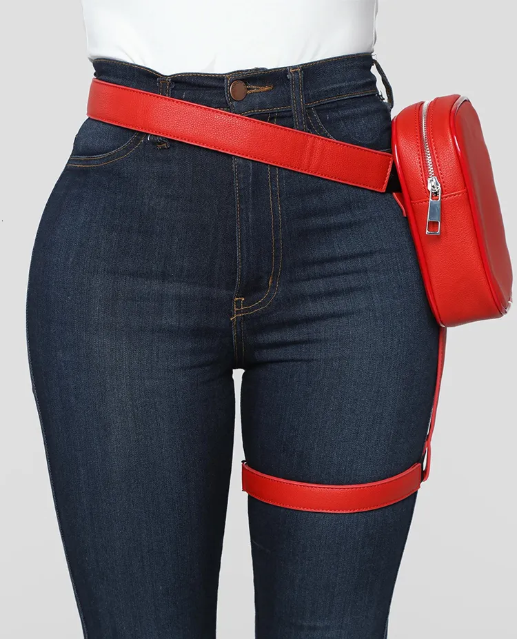 Midjepåsar BQ Fashion Ins Trendy Stylish Women Leg Belt Leather Cool Girl Bag Fanny Pack för utomhusvandring Motorcykel 230131304M