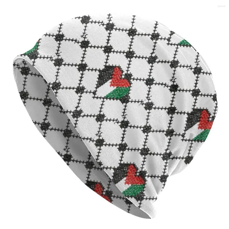 Bérets drapeau palestinien coeur Bonnet Homme mode tricot Skullies bonnets casquette Palestine Hatta Kufiya broderie Slouchy Beanie chapeau