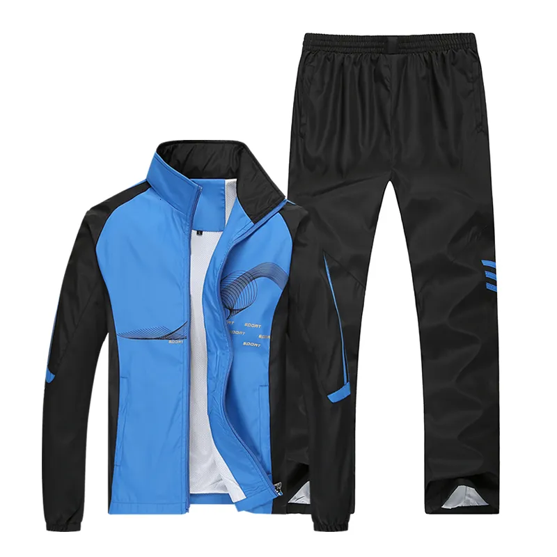 Herrspårspårsspårsportkläder Män Spring Autumn Set 2 -stycke Jackapant Young Man Wear Casual Training Asia Size L5XL 230131