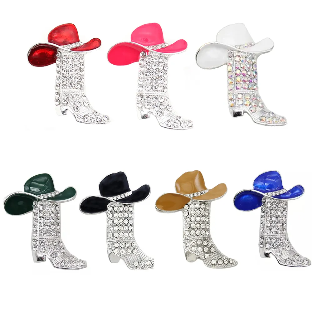 10 pezzi/lotto spille gioielli di moda multicolore cappello portafortuna spille stivali occidentali spille scarpe da cowboy