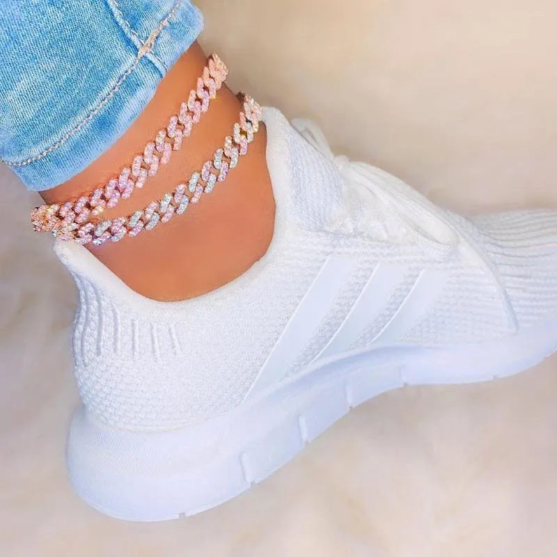 Anklets 2023 Ankom Kvinnor Hip Hop Anklet Chain Brcelet För Beach Party Cuban Cz Paved Drop Ship Foot Smycken