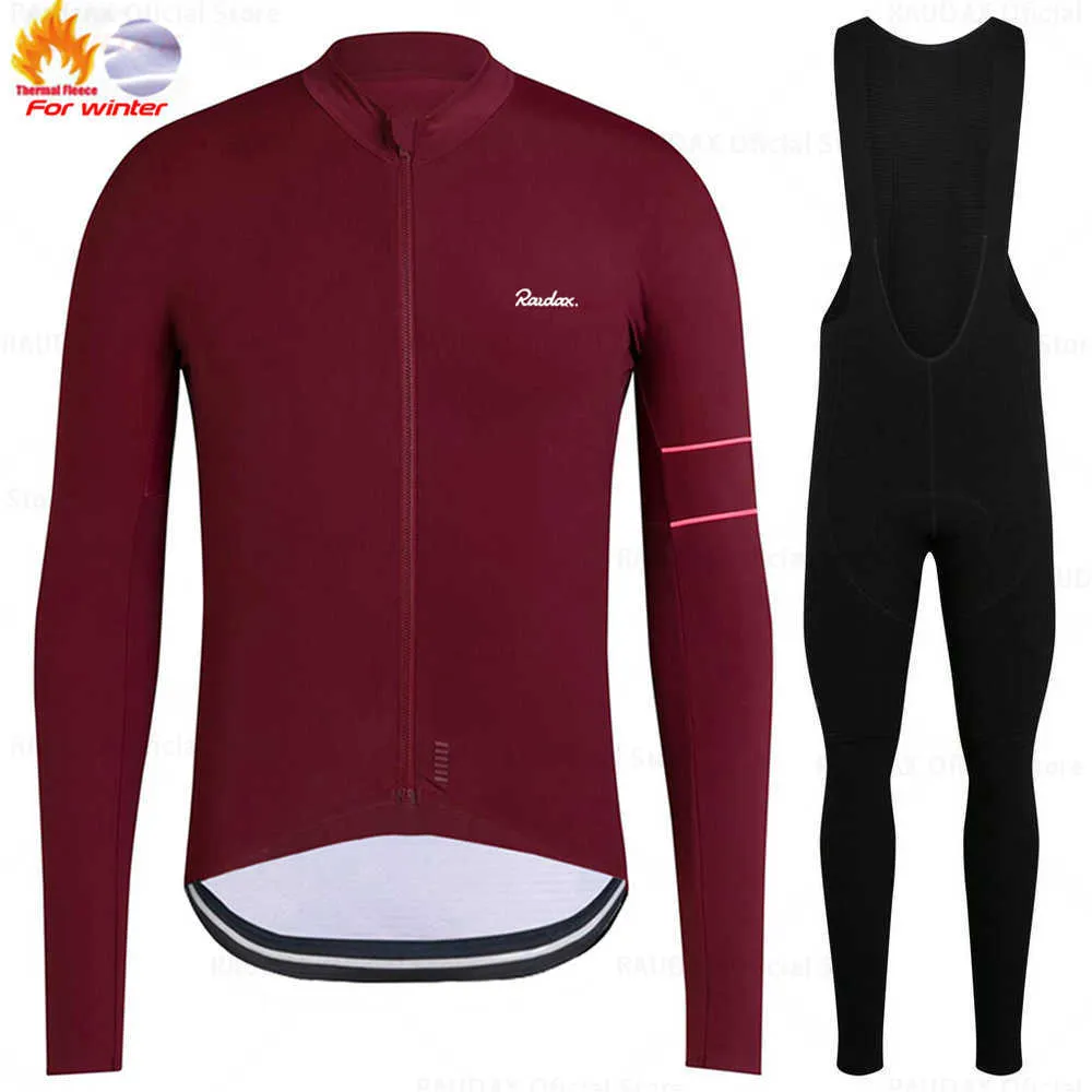 Ensembles Raudax Hiver Thermique Polaire Jersey Ensemble Vélo De Course Costume Mountian Vélo Vélo Triathlon Vêtements Z230130