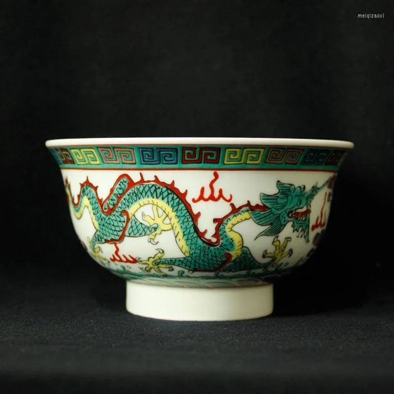 Ciotole Jingdezhen Ciotola Di Riso In Ceramica Dipinta A Mano Pastello Drago Modello Tè Cinese Vintage Blu E Porcellana Bianca Artigianato