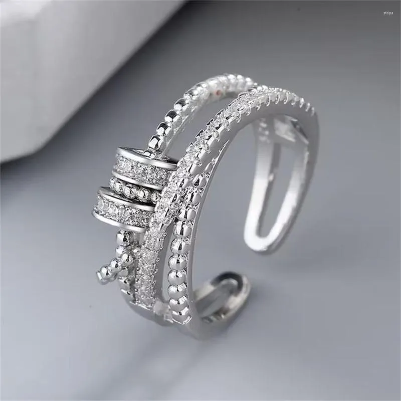 Cluster Rings Vintage Zircon Beads Cross Fidget Women Anti Stress Adjustable Anxiety Ring Aesthetic Party Jewelry Gifts