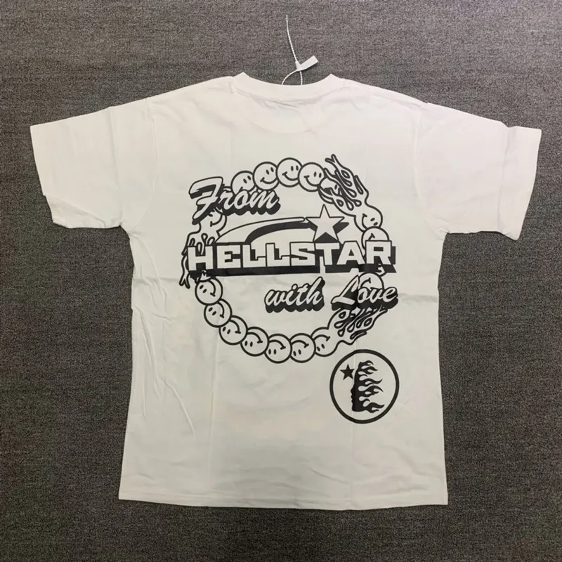Kvinnors t-shirt Hellstar Studios Earth Print Trendy Hip-Hop korta ärmar man kvinnor t skjortor unisex bomullstoppar män vintage t-shirtsmm01