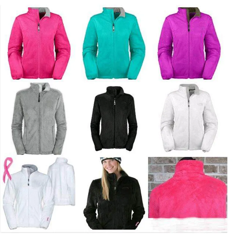 Giacche in pile da donna con cerniera Giacca North osito Cappotto outwear bianco nero antivento di marca di moda per esterni con nastro rosa