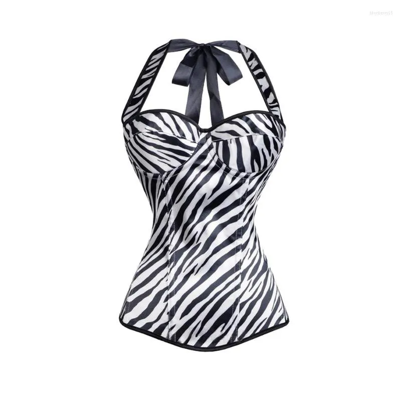 Kvinnors shapers sexiga kvinnor korsett bustier zebra överbust underkläder midja tränare snörning upp toppformat plus size s-6xl svart