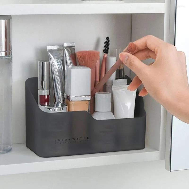 Förvaringslådor plastsmink arrangör badrumslåda kosmetisk arrangör skrivbord smink smycken diverse behållare