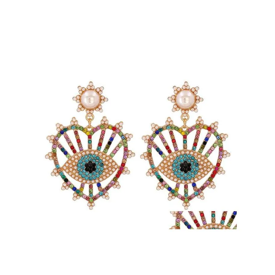 Dangle Chandelier Fashion Jewelry Stud Hollow Out Blue Eye Rhinstone Earrings Eyes Evering Drop Drop Drop