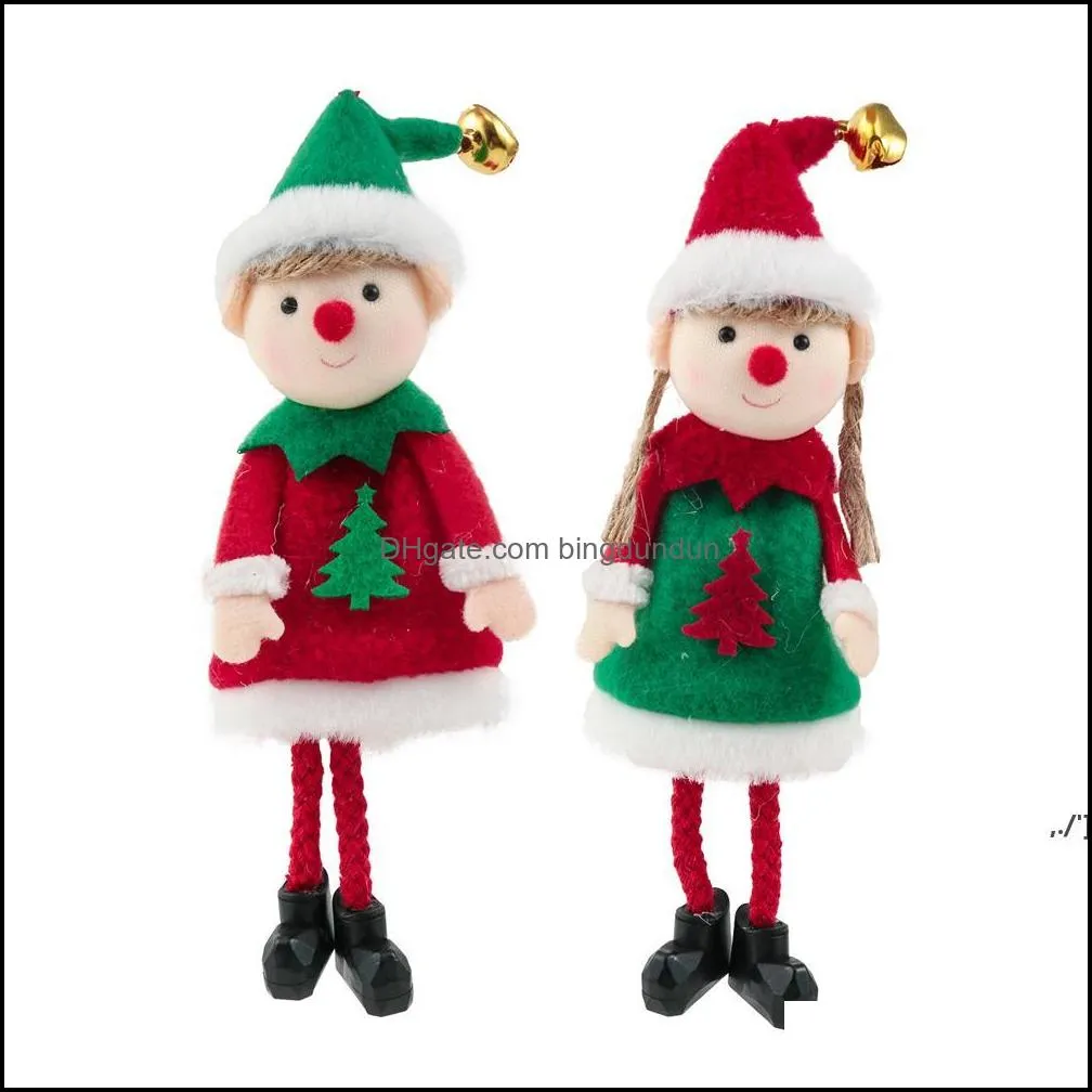 クリスマスの装飾EEES豪華な男の子と女の子ペンダントクリスマスエルフ人形の木ぶら下がっている装飾品キッズギフトPAA9952ドロップ配達ホームガーOTO8W