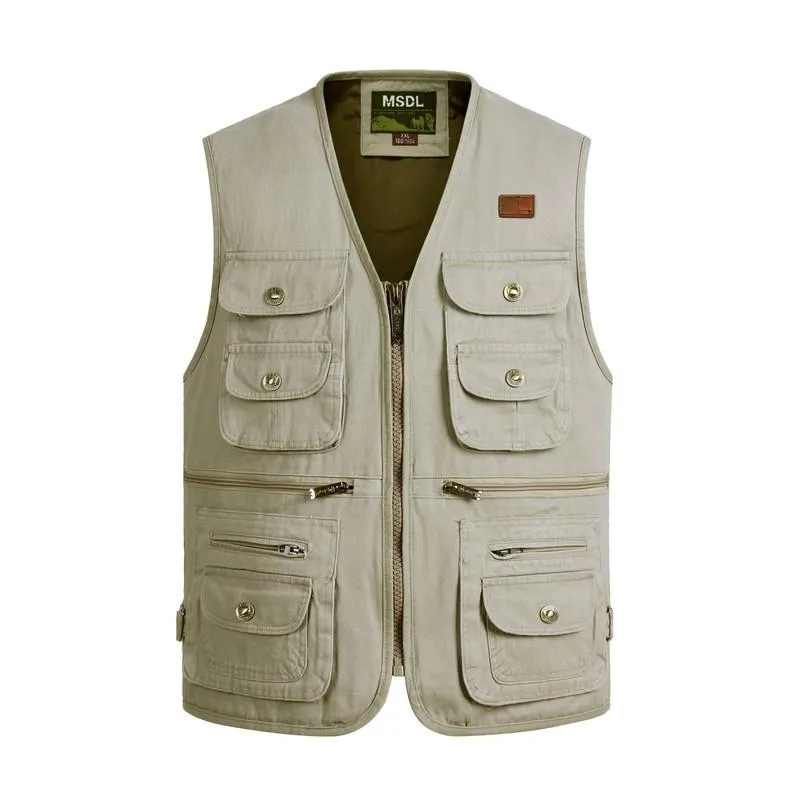 Hommes Gilets Gilet Homme Printemps Coton Polyester Surdimensionné Gilet Multi-Poches Reporter Directeur Top