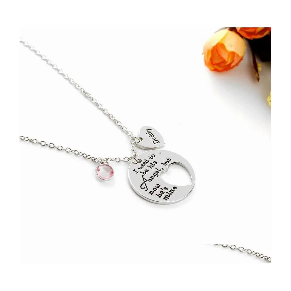 Colliers pendants papa papa me souvenir j'étais son collier d'amour de mine pour ou sa famille Famille Exquisitenecklace Drop Dhbzd