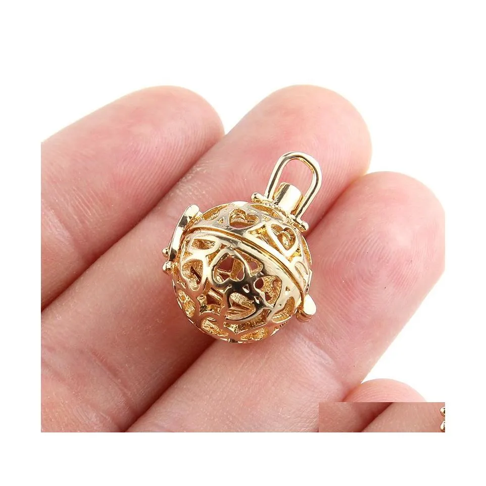 Lockets Geometric Heart Hollow Ball Aromatherapy Essential Oil Necklace Pendant Öppnande Emitter Drop Leverans smycken Halsband Pend DHM2C