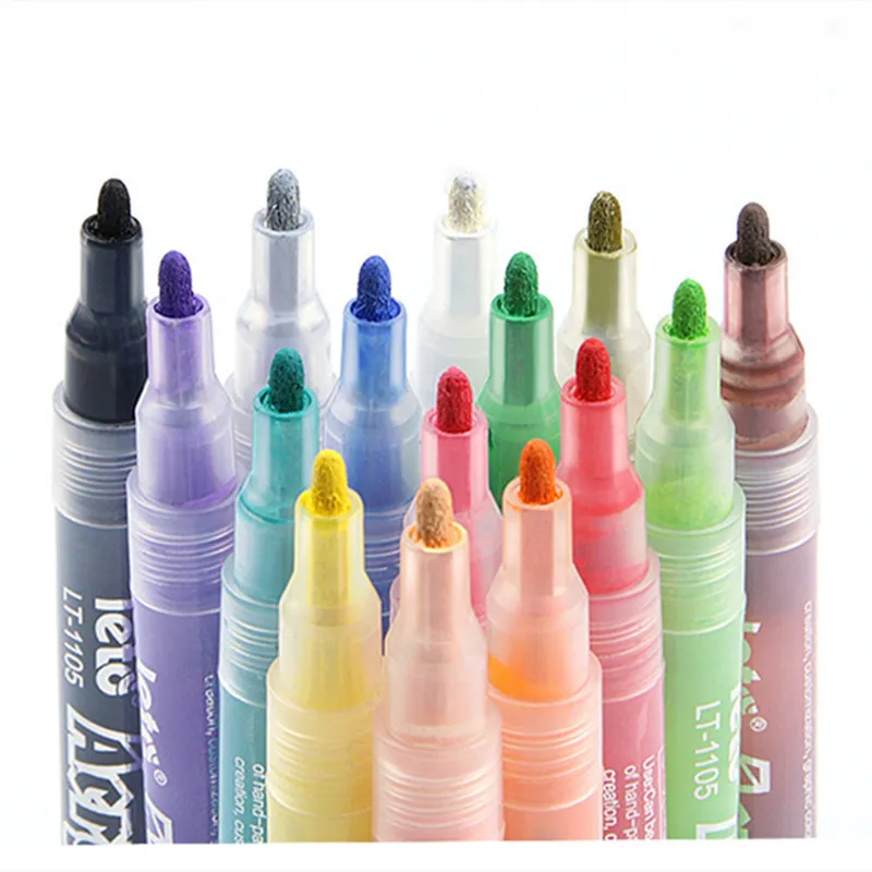 24 färger akrylfärgmarkörer pennor reklam konst ritkort penna för trä duk stenglas keramiska ytor