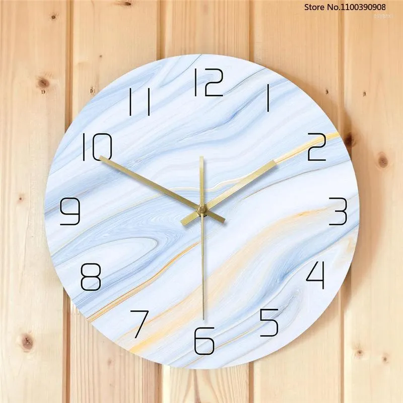 Wall Clocks 30cm Marble Printing Clock Art Textures One Sided Silent Digital Pointer Hanging Battery Powered Restaurant Decor