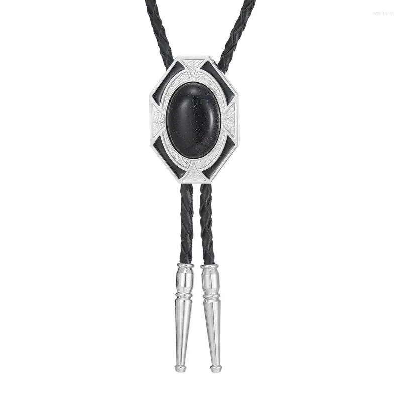 Bow Ties KDG Western Cowboy Zinc Alloy Bolo Tie Diamond Point Natural Stone Shirt Accessories