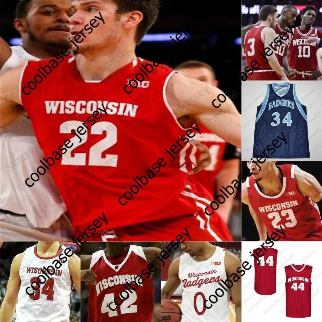 College basketbal draagt ​​basketbaltrui Wisconsin Badgers Nate Reuvers College Joe Hedstrom Walt McGrory Brevin Pritzl Aleem Ford Steven
