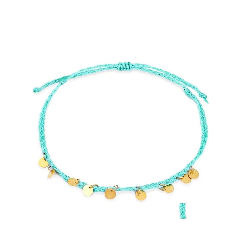 Anklets colorf rep flät vsco tjej koppar dingle fot anklet armband vänskap kvinnor boho strand smycken 3569 Q2 droppleverans dhsfz