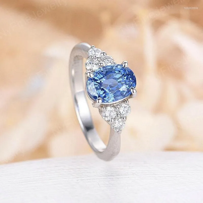 Wedding Rings Stijlvol 925 Silver-ingelegde Sapphire Platinum Ringwedding Toby22