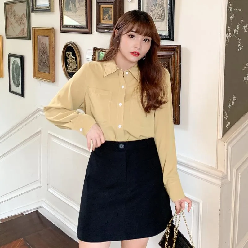 Women's Blouses DAYIFUN Large Size Shirt Female Spring Korean Solid Lapel Woven Top Fashion Woman 2023 Harajuku Office Lady Clothes