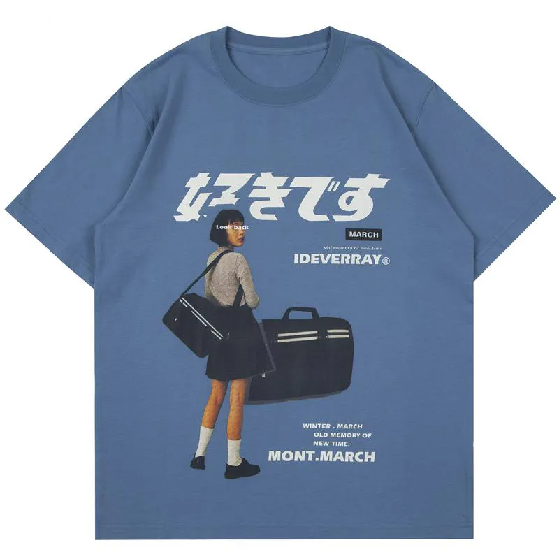 メンズTシャツ半袖コットンTシャツガール日本語漢字グラフィック特大Tシャツ女性