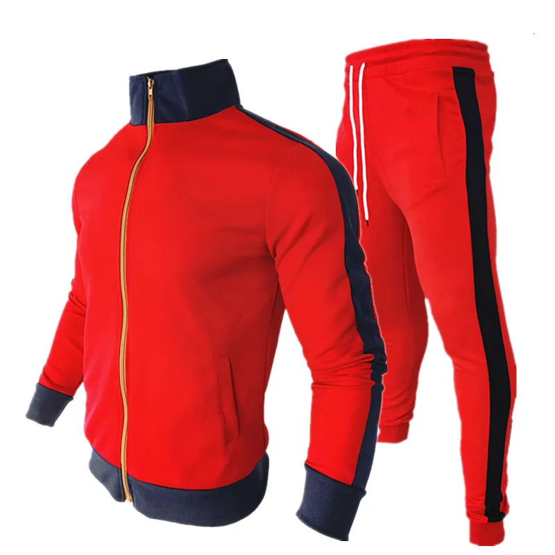 Men's Tracksuits Set 2 Pieces Jacket Pants Fashion Casual Zipper Sports Suit Homme Patchwork Sportwear Streetwear Mens Clolthing 230131