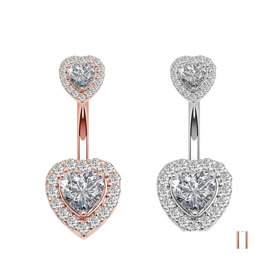 Navel Bell -knop Rings allergie roestvrijstalen buik diamant hart body sieraden voor vrouwelijke meisjes 51 e3 drop levering dhiho