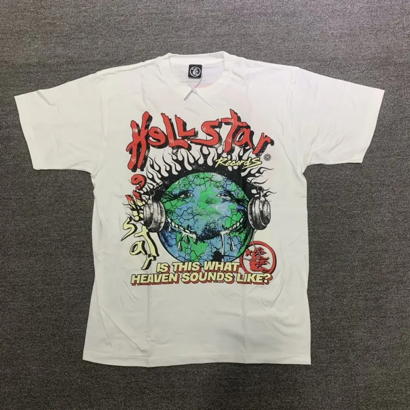 Hellstar Studios Globe Tee Plus Size Herr T-shirts Tunga bomullstoppar Man Vintage Oversized T-shirt Streetwear Tee Ungdomströjor Hellstars Big Tall Korta ärmar