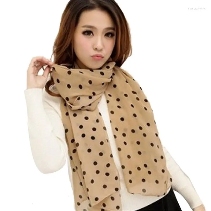 Scarves 150 60cm Spring And Summer Scarf For Women Stylish Girl Long Soft Silk Chiffon Wrap Polka Dot Shawl Scarve