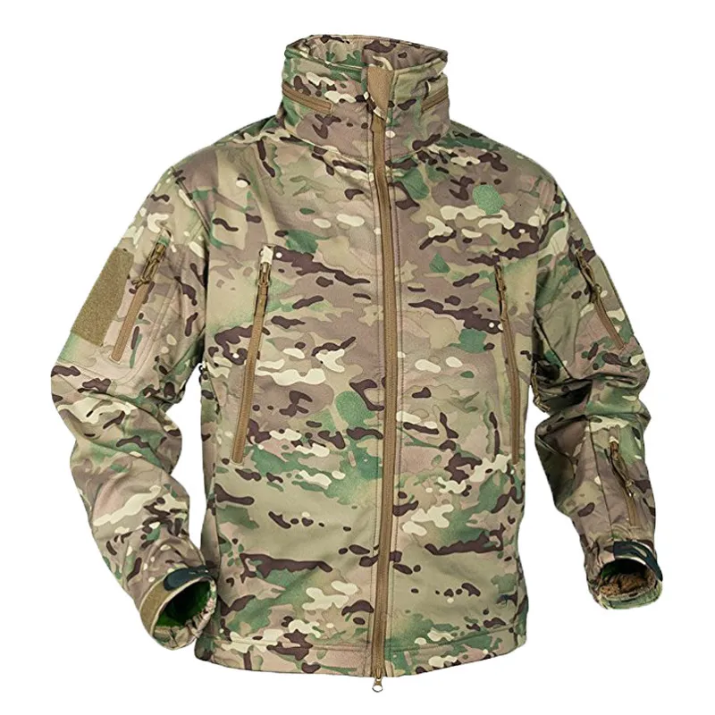 Men's Jackets Winter Military Fleece Jacket Men Soft shell Tactical Waterproof Army Camouflage Coat Airsoft Clothing Multicam Windbreakers 230130