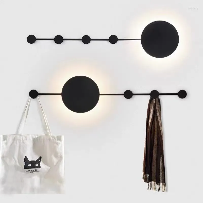 Wall Lamp Modern Art Decor Mounted Black LED Cloth Hanger Lighting Nordic Bedroom Living Room Sofa Side