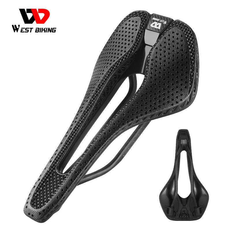 Saddles West Bicking Ultralight 3D Impresso Bike Saddle Fiber de carbono Nylon confortável respirável Hollow Mtb Road Rodo