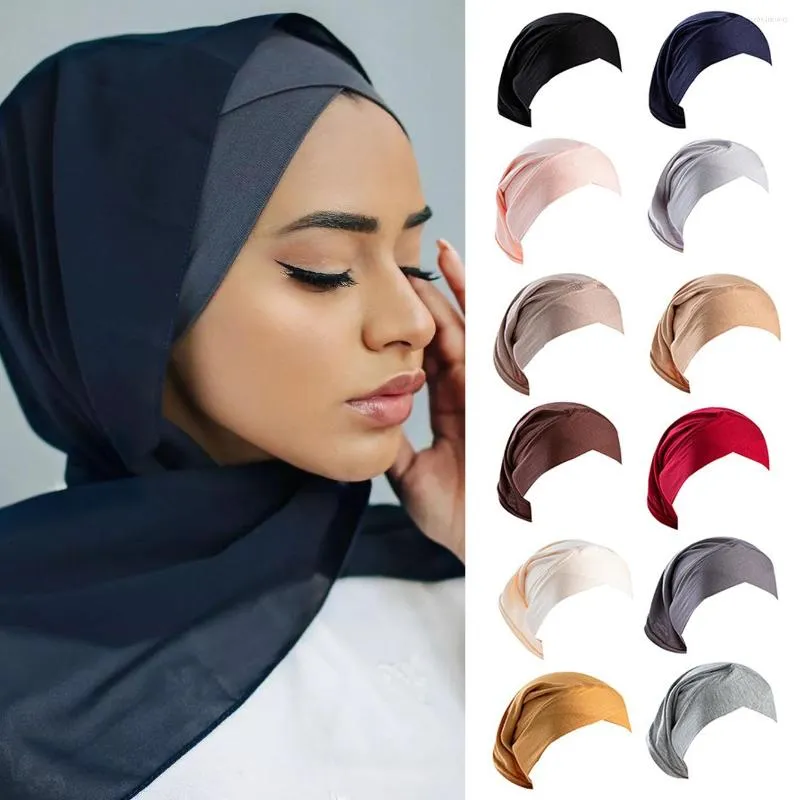 Scarves Women Mercerised Cotton Bottoming Headscarf Ladies Forehead Crossed Barrel Cap Solid Colour Girl Pullover Hat Warm Headband