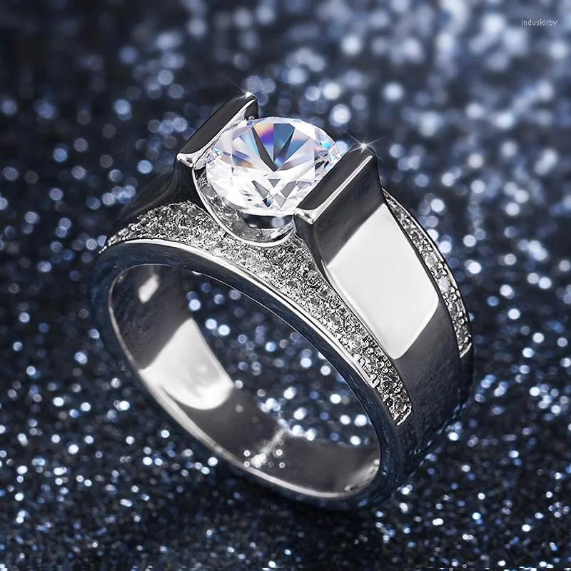 Anéis de casamento Bandas de luxo de cor prata