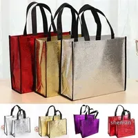 Whole-Fashion Laser Shopping Bag Foldable Eco Bag Large Reusable Shopping Bags Tote Waterproof Fabric Non-woven Bag No Zipper 314g