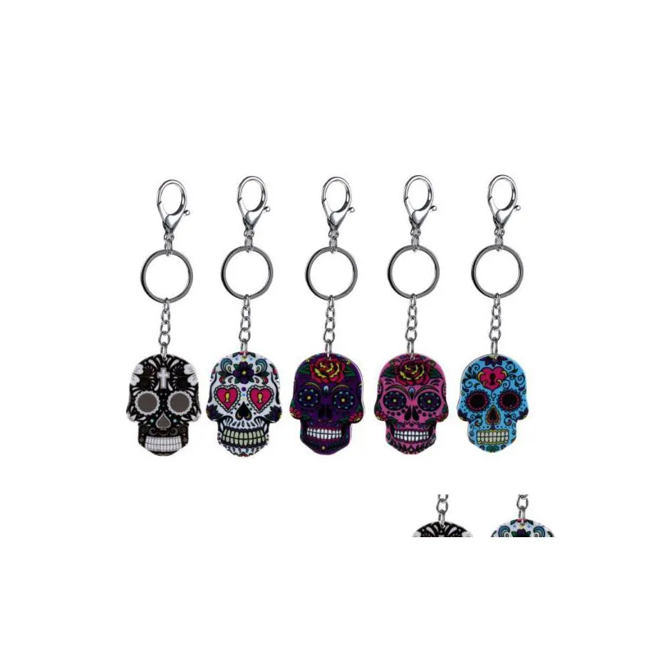 Favor de festa bohemia skl keychain 5 cores Halloween keyring esqueleto de metal pingente de cadeia chave de novidade Ferramentas dom￩sticas ysy434l entrega dhjxl